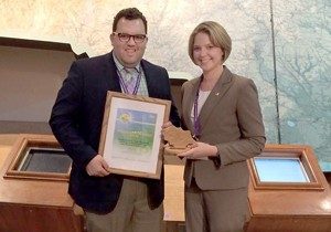 Staff leadership of the EcoVillage accepted a City of Raleigh Environmental Award on behalf of this campus living and learning community.