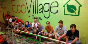 Among EcoVillage's first activities was painting the Free Expression Tunnel on campus.