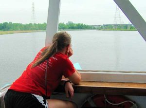 After learning about environmental challenges from Cape Fear Riverkeeper Kemp Burdette, students experienced the fiver firsthand on a boat tour.