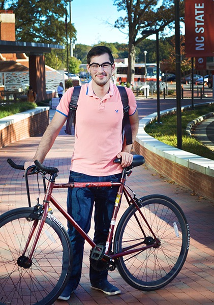 In addition to numerous involvements on campus, Sam Shain rides his bike once a week to nearby Washington Elementary School, where he mentors a student through the Big Brothers Big Sisters program.