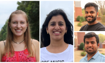 The winners of the 2021 Energy Week Pitch Competition include (left to right) first place Katie Nelson, second place Sneha Narasimhan, and third place Harish Pulakhandam (top) and Nithin Kolli.