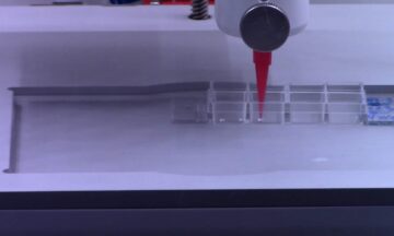 Photo of 3D printer bioprinting plant cells.