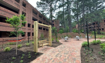 he outdoor space of Wood Residence Hall has been transformed into a student sanctuary thanks to students in the Landscape Architecture Design Build Studio (LAR 506) class.