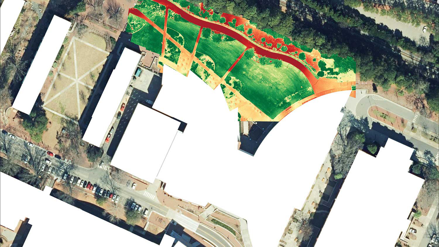 Drone Image of heat map of Talley Student Union.