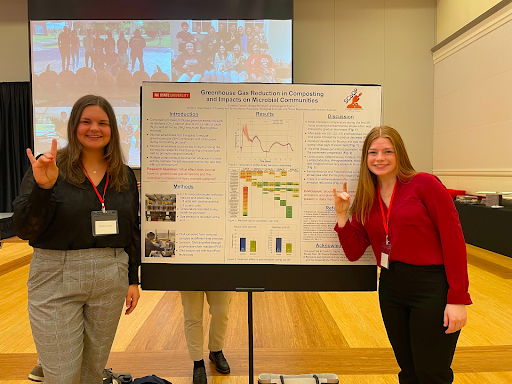 CoOp students Christina Conrad and Bridget Monahan share their research at the Office of Undergraduate Research Symposium.