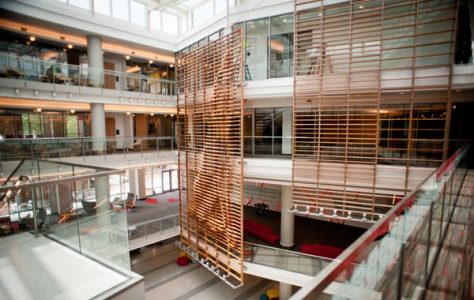 Talley Student Union's open design utilizes ample daylighting, which contributes toward the building's sustainability efforts.