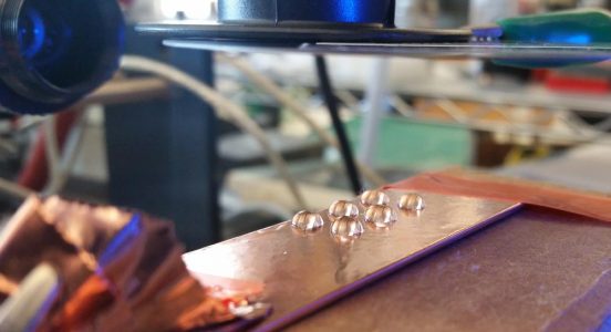 Alex Hsain and the research team explore reverse electrowetting through prototypes like this.