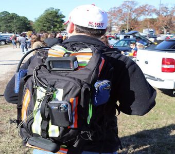 Before, during and after football games, a small team of researchers carried the mobile air monitor in a backpack equipped with GPS location devices. A video camera collected visual data that allowed researchers to identify sources of any recorded increases in emissions.