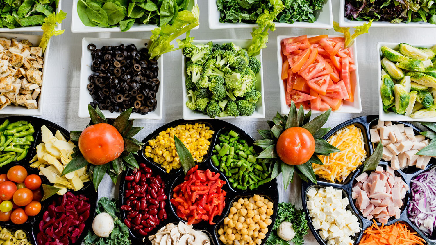 a table covered with food