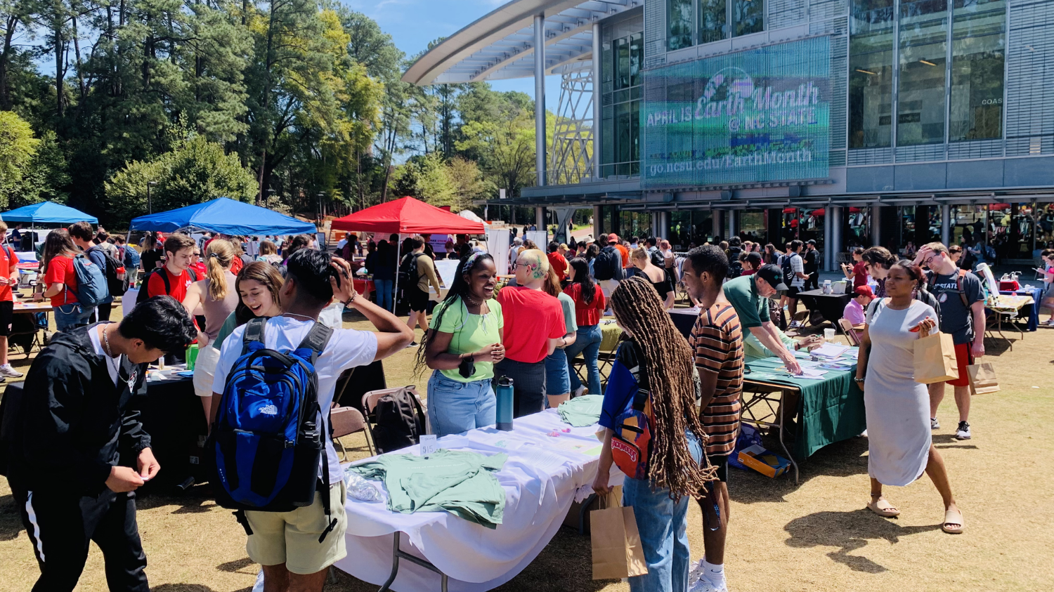 Students tabling outside of Talley Student Union for Earth Fair in April