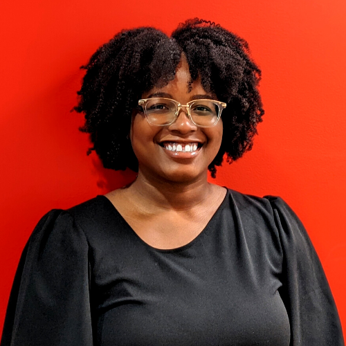 Keondra Jenkins, headshot with red background