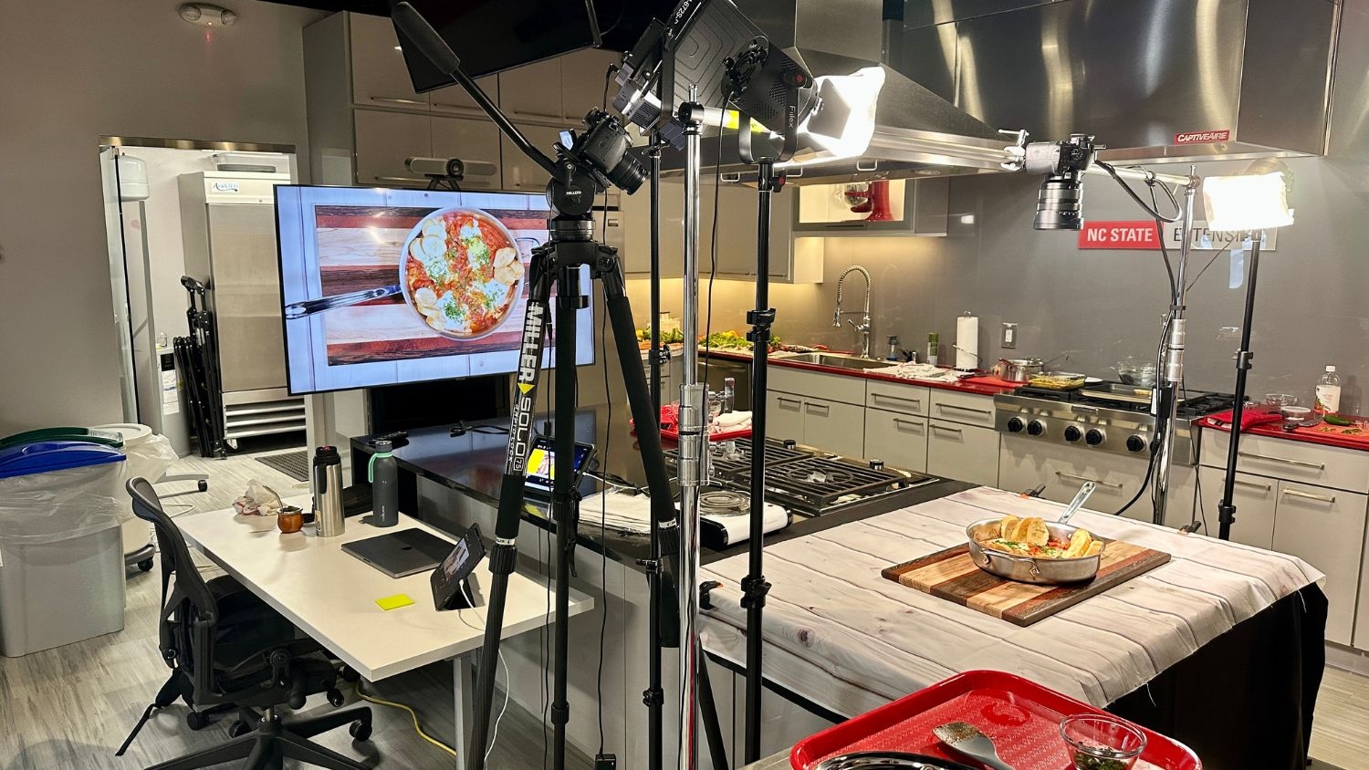 Recipes set up in the Dinah E. Gore Kitchen at NC State