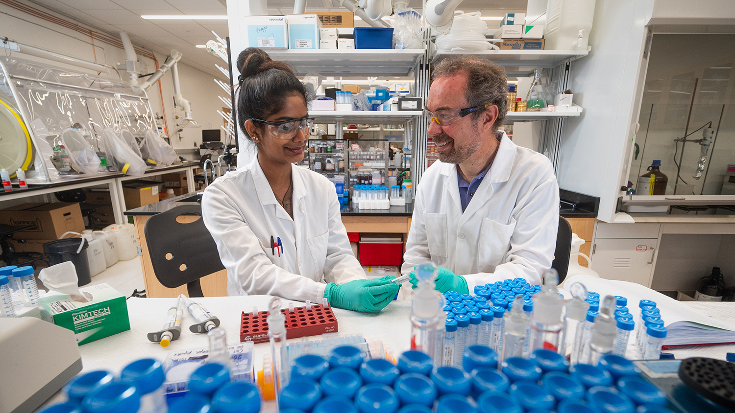 Dr. Detlef Knappe works with graduate and post doc students in his lab on Centennial campus. Dr. Knappe is interested in drinking water quality and treatment, water reuse, organic micropollutants, development of water treatment processes for polar and persistent organic pollutants, and the fate of organic pollutants in solid waste landfills.