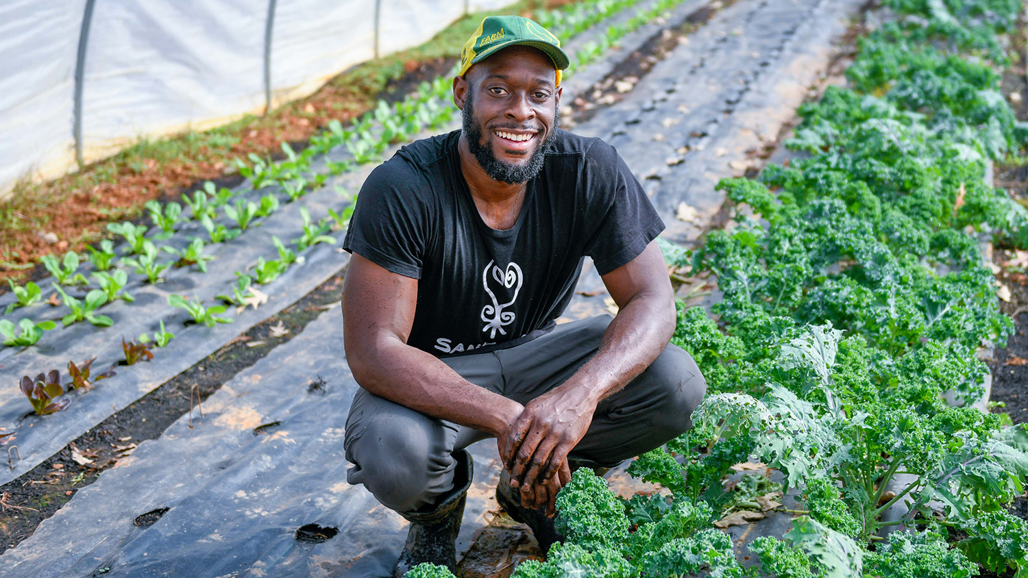 CALS Alumni Sankofa Bell at his farm in NC