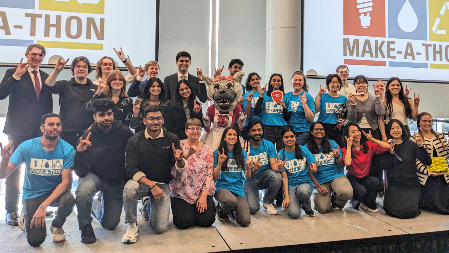Winning student teams at 2025 Make-A-Thon on stage