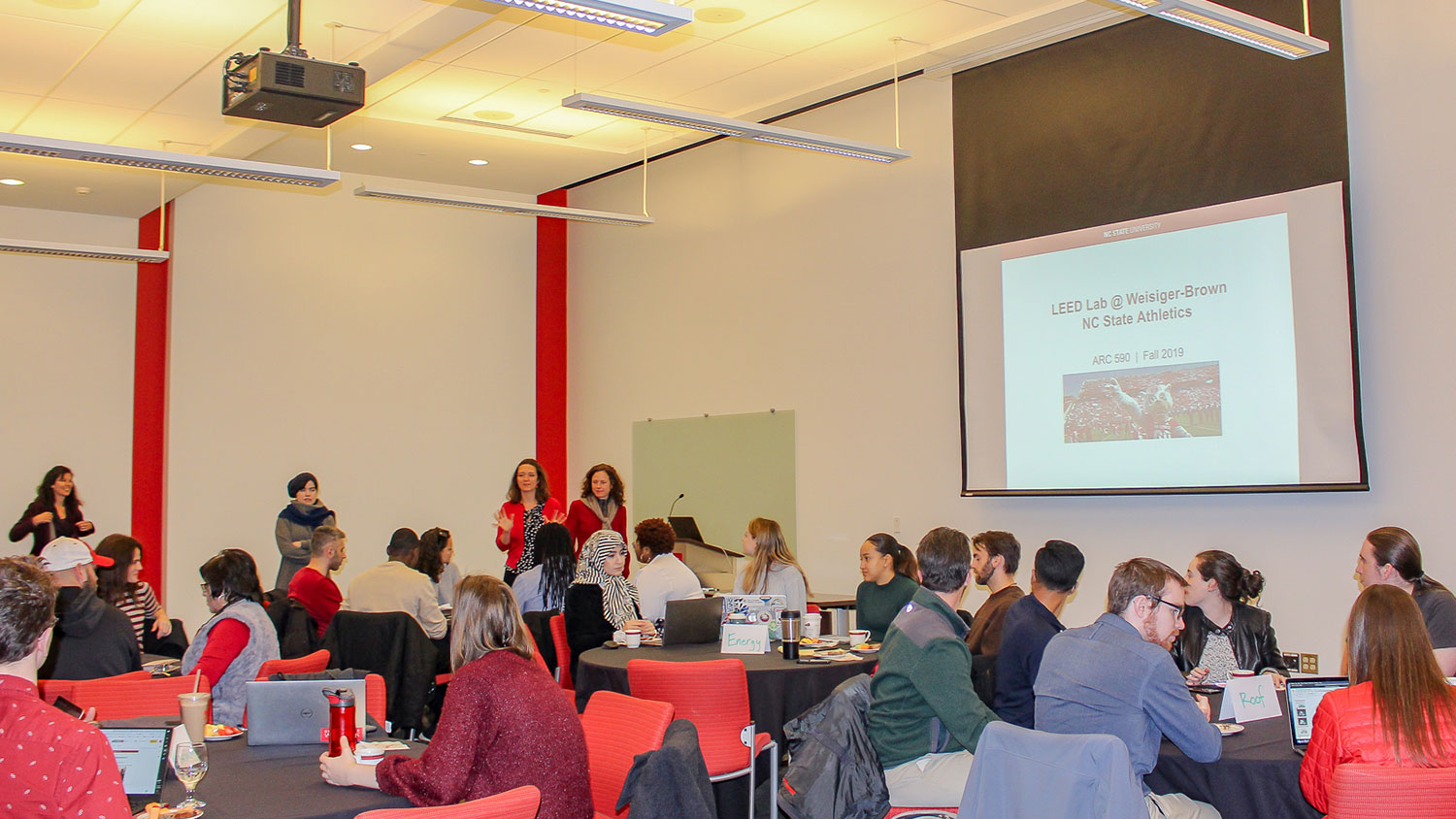 Students from each working group presented their suggestions for making Weisiger-Brown Athletic Facility on NC State’s campus more sustainable.